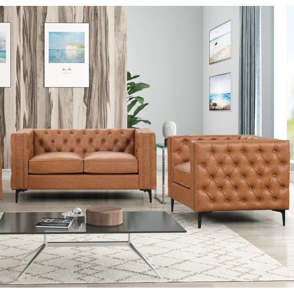 17 Stories Yvonia 2 - Piece Faux Leather Living Room Set | Wayfair